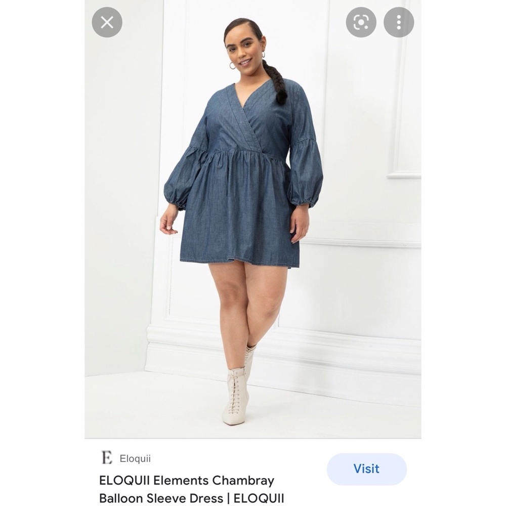 Eloquii Elements Chambray Balloon Sleeve Dress